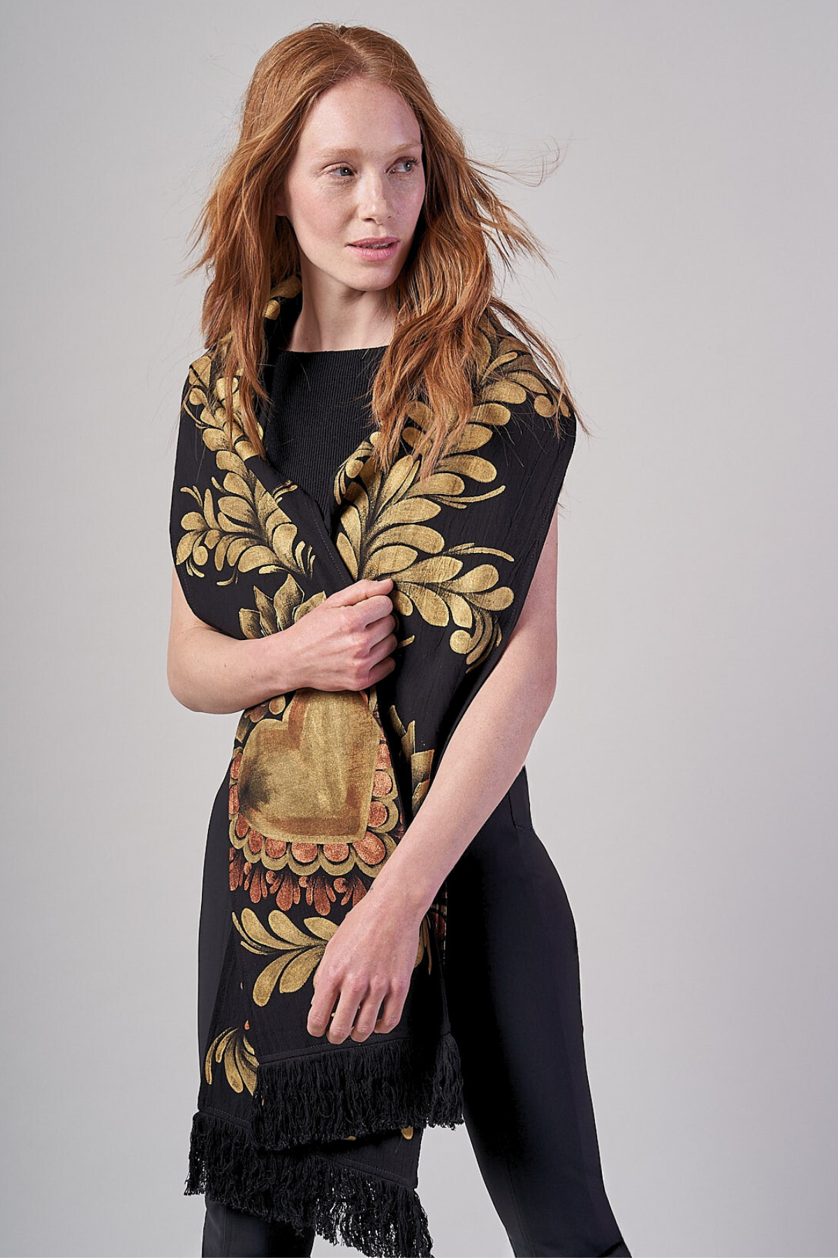 HAND PAINTED SCARF - CORAZON GOLD