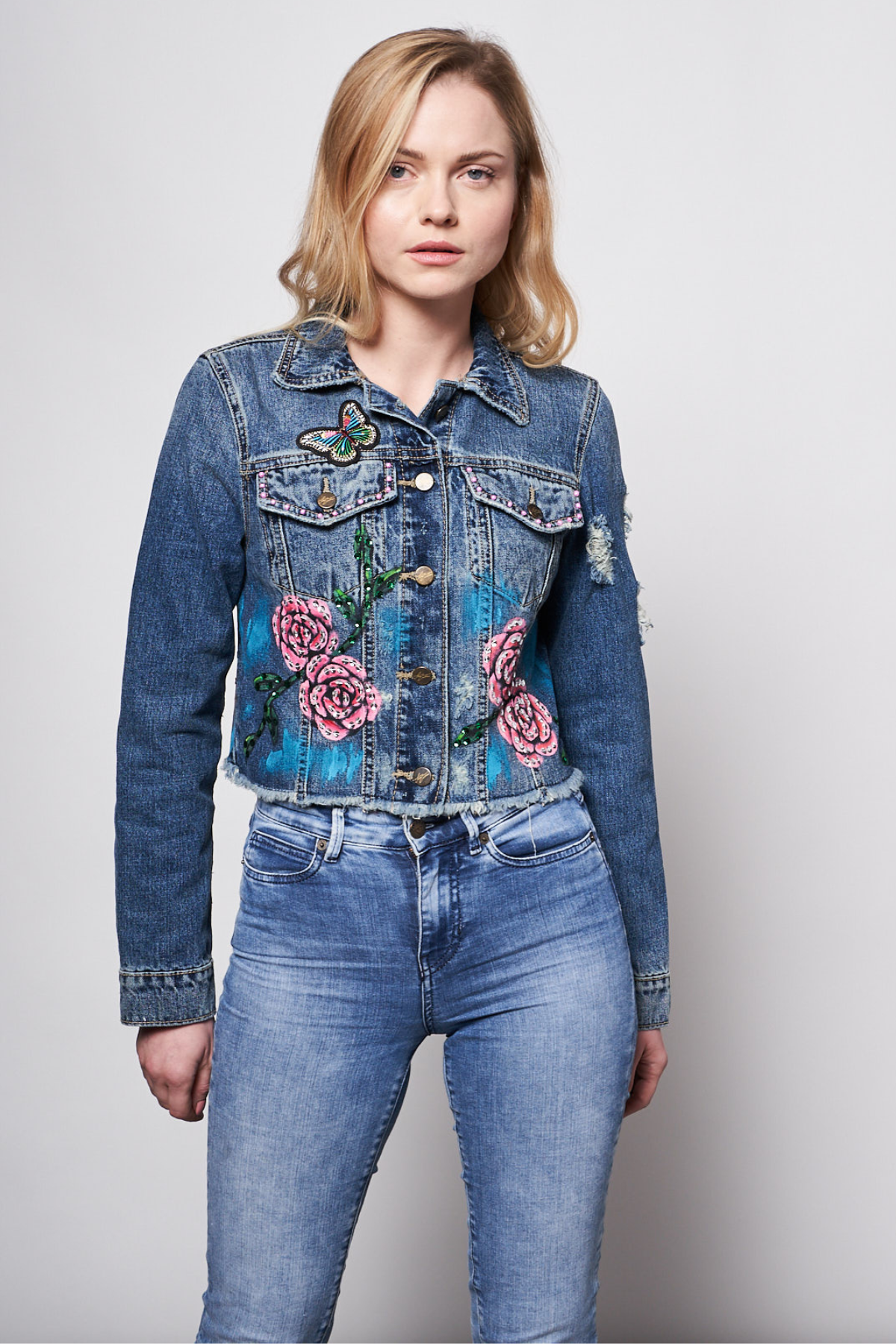 HAND PAINTED DENIM JACKET - FINA CATRINA