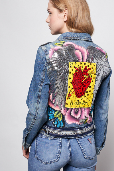 HAND PAINTED DENIM JACKET - FINA CATRINA