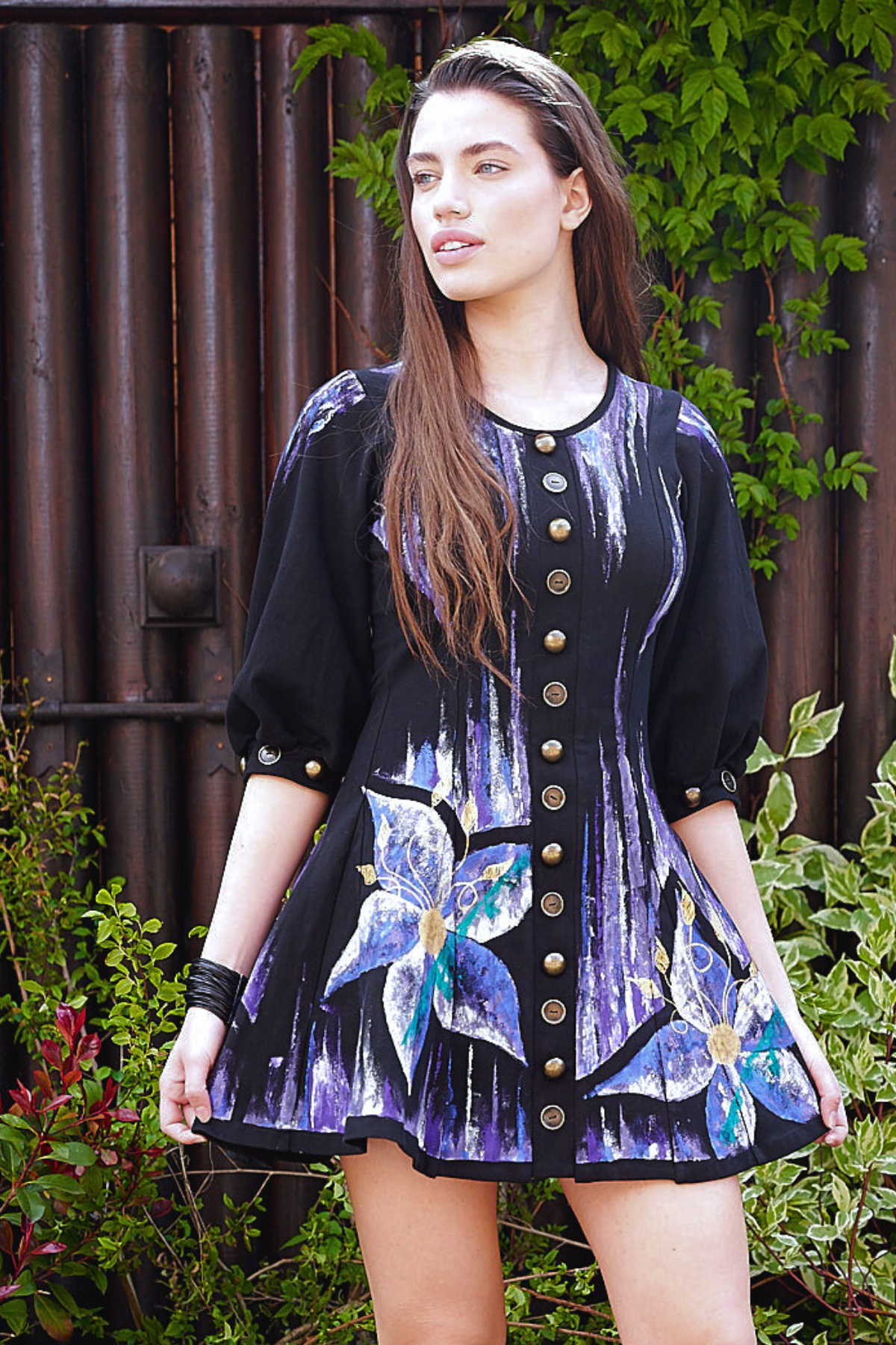 ABITO CORTO MANICHE A PALLONCINO - FLORES GUACAMAYA