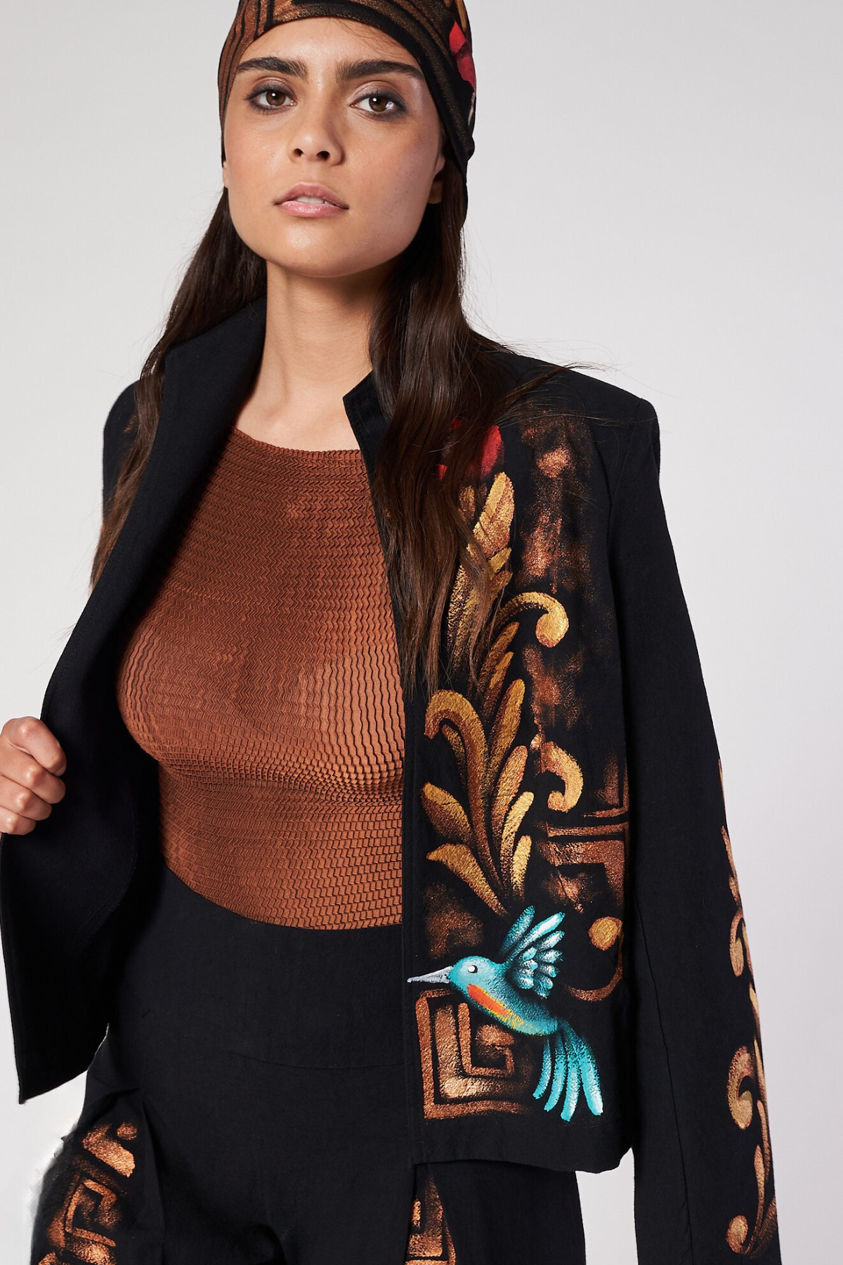 GIACCA DIPINTA A MANO – COLIBRI PREHISPANICO