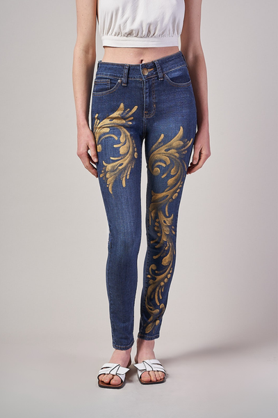 JEANS BLUE DENIM DIPINTI A MANO – TALAVERA BARROCA