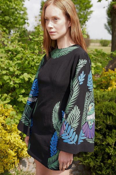 ABITO CORTO MANICHE A CAMPANA DIPINTO A MANO – ANIMALES SAGRADOS