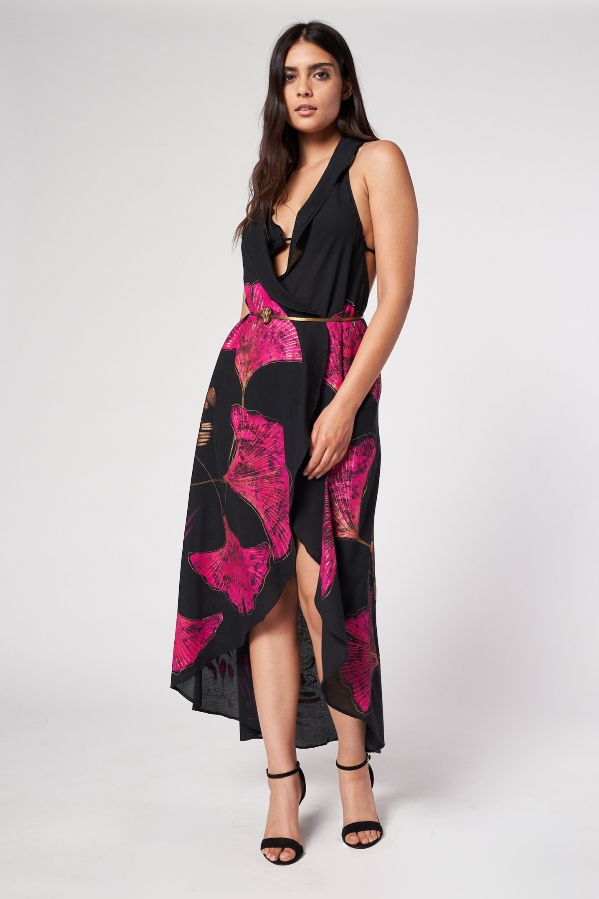 LONG HAND-PAINTED BACKLESS CAPE - JAGUAR DYNASTY FUCHSIA
