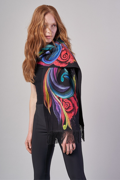 HAND PAINTED SCARF - ROSAS COLOR