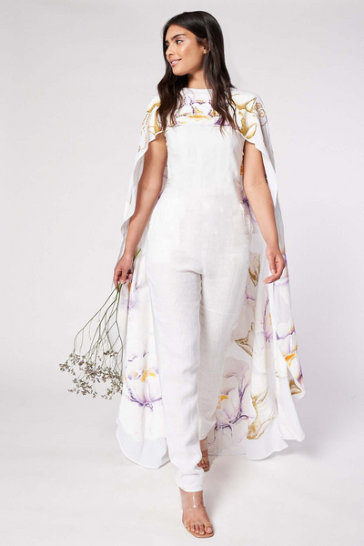 HAND-PAINTED AND HAND-EMBROIDERED LONG CAPE