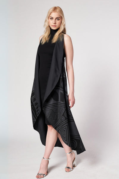 LONG HAND-PAINTED BACKLESS CAPE - PAQUIME
