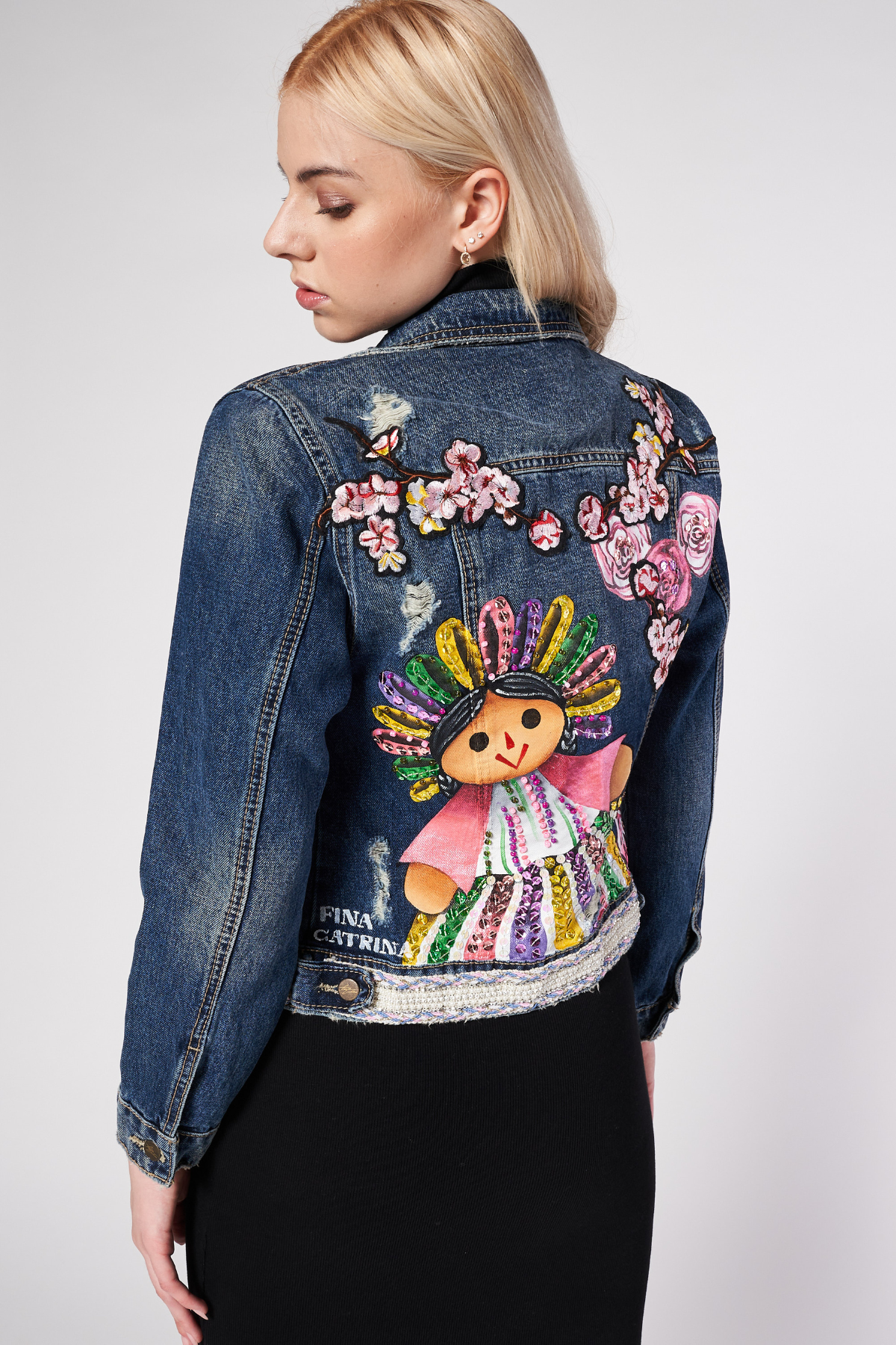 GIACCA DI JEANS DIPINTA A MANO - FINA CATRINA