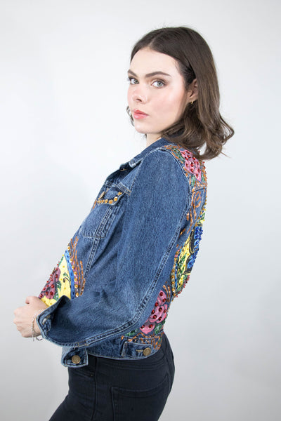 HAND PAINTED DENIM JACKET - FINA CATRINA