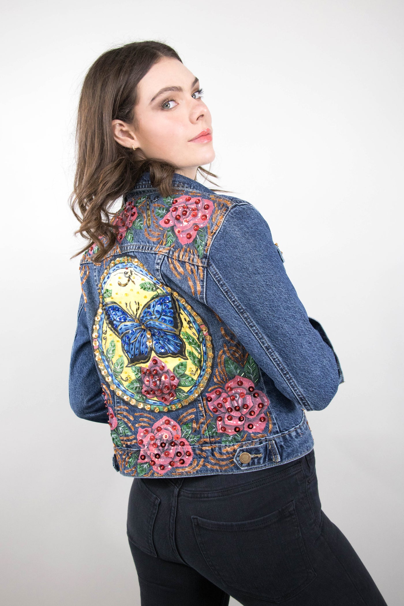 HAND PAINTED DENIM JACKET - FINA CATRINA