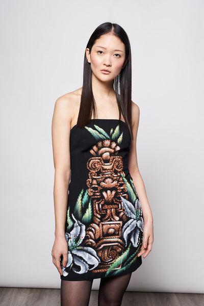 ABITO CORTO A TUBINO DIPINTO E RICAMATO A MANO - PREHISPANICO