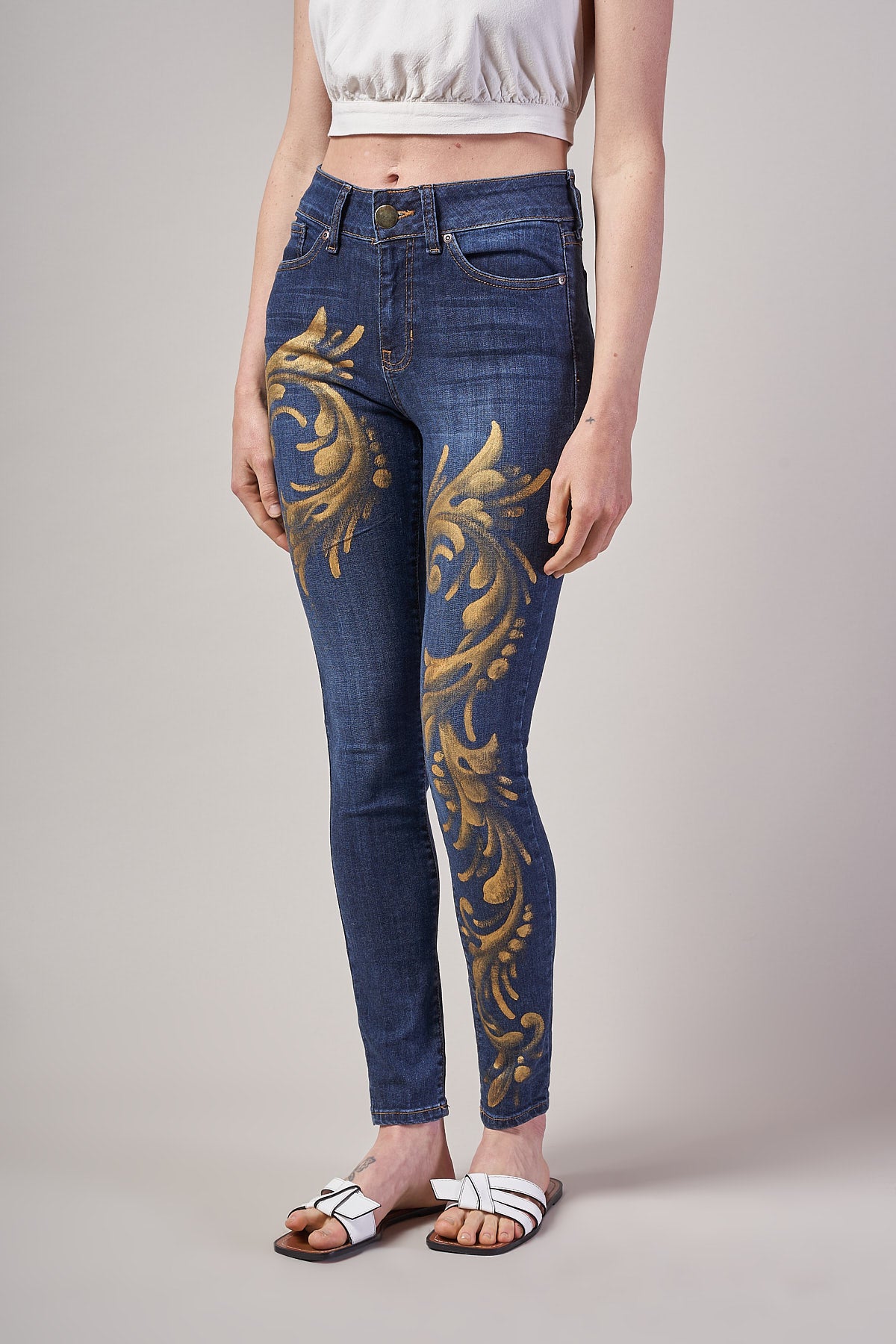 JEANS BLUE DENIM DIPINTI A MANO – TALAVERA BARROCA