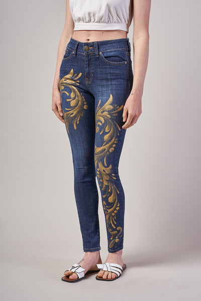 JEANS BLUE DENIM DIPINTI A MANO – TALAVERA BARROCA