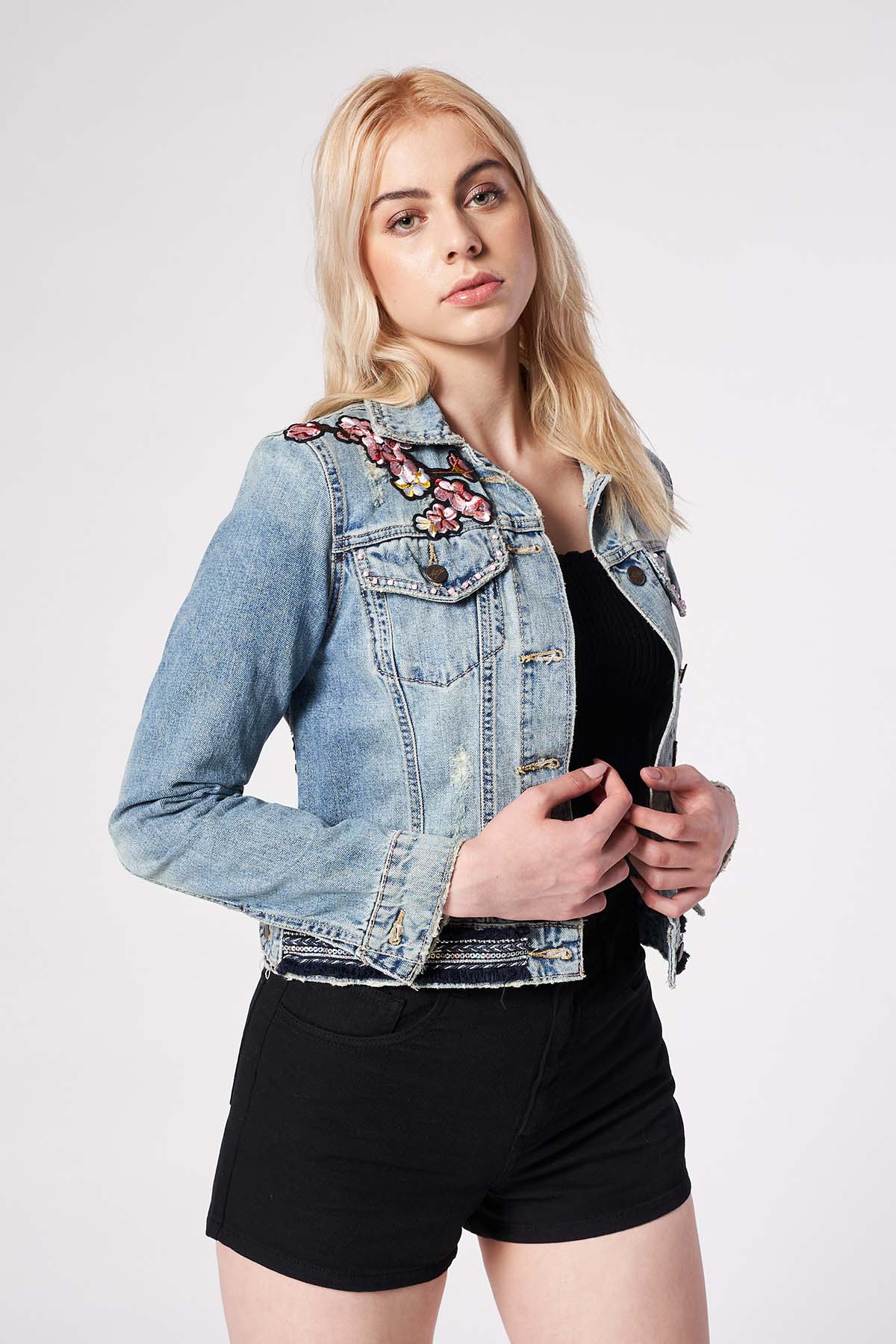 HAND PAINTED DENIM JACKET - FINA CATRINA