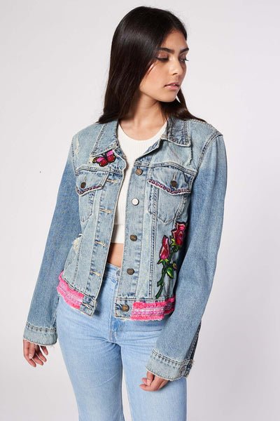 HAND PAINTED DENIM JACKET - FINA CATRINA