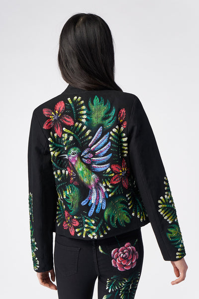 HAND-PAINTED AND HAND-EMBROIDERED JACKET - COLIBRI