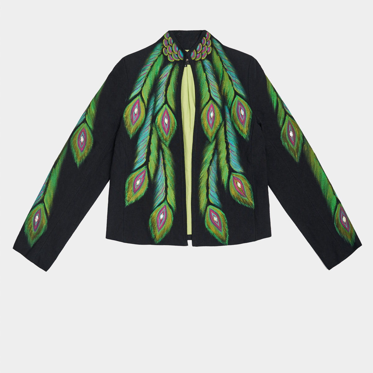 HAND-PAINTED AND HAND-EMBROIDERED JACKET - PAVO REAL