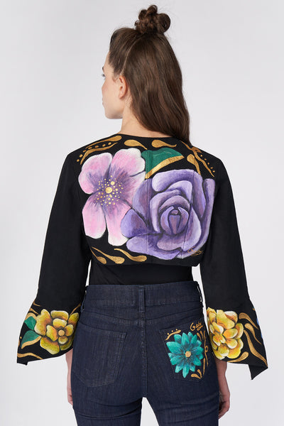 HAND-PAINTED LONG-SLEEVED BOLERO  - FLORES