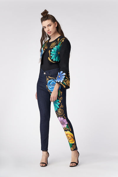 HAND-PAINTED LONG-SLEEVED BOLERO  - FLORES