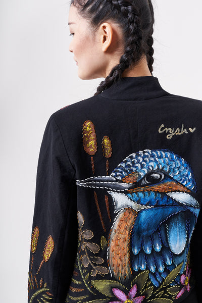 HAND-PAINTED AND HAND-EMBROIDERED JACKET - COLIBRI