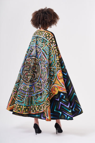 LONG HAND-PAINTED CAPE 