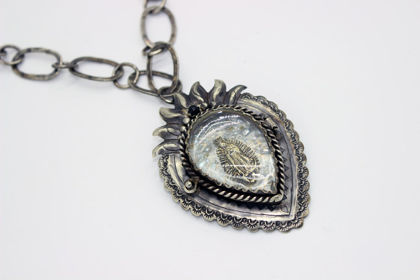 VIRGEN DE GUADALUPE NECKLACE WITH PHOTO FRAME CHARM