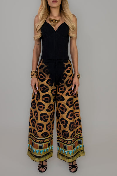 HAND PAINTED PALAZZO TROUSERS - JAGUAR