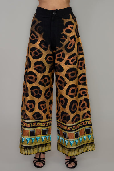 HAND PAINTED PALAZZO TROUSERS - JAGUAR