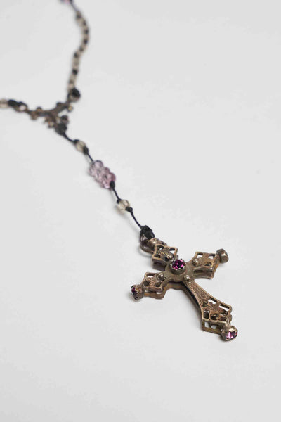 ROSARY NECKLACE WITH FACETED GLASSES