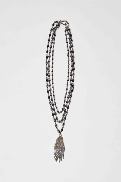 SILVER WING NECKLACE WITH FACETED BEADS