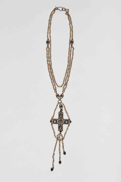 LONG CRUZ MULTI-WIRE NECKLACE WITH CRYSTALS