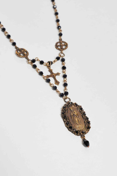 VIRGEN DE GUADALUPE NECKLACE WITH DECORATIVE PENDANTS AND CRYSTALS