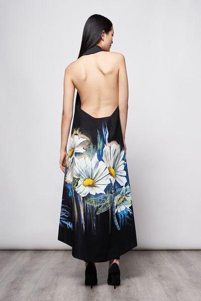 LONG HAND-PAINTED BACKLESS CAPE - FLORES