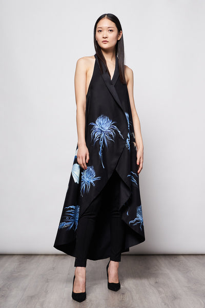LONG HAND-PAINTED BACKLESS CAPE - FLORES