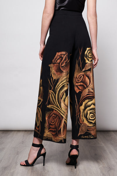 HAND PAINTED PALAZZO TROUSERS - ROSAS GOLD