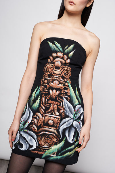 HAND-PAINTED AND HAND-EMBROIDERED SHORT DRESS - PREHISPANICO