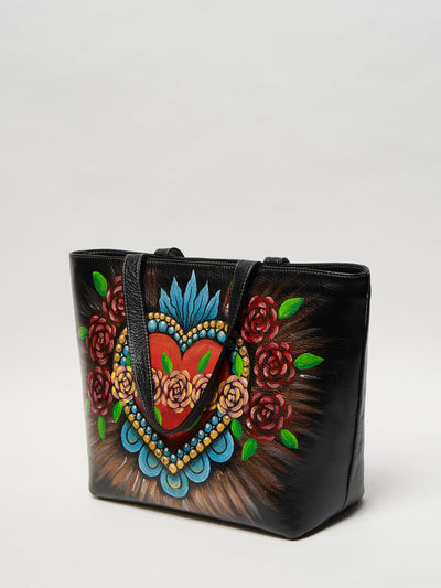 HAND PAINTED LEATHER TOTE - FINA CATRINA