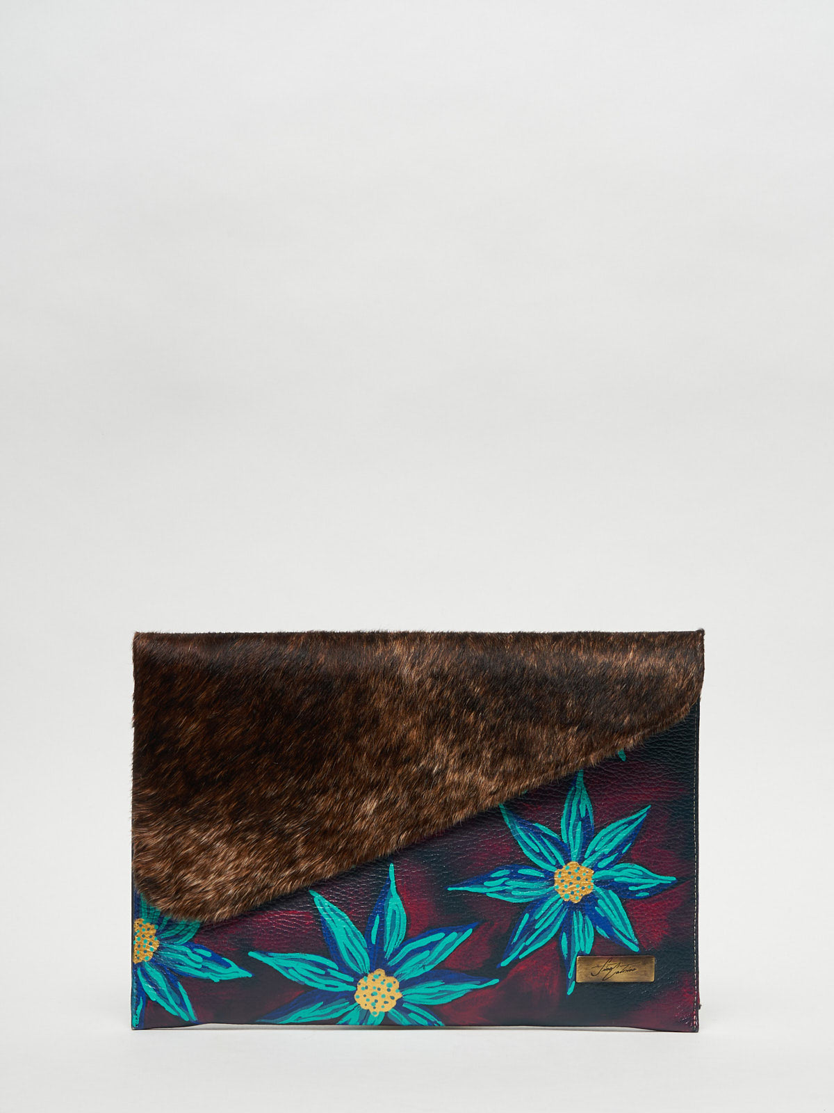 HAND PAINTED LEATHER CLUTCH - FINA CATRINA