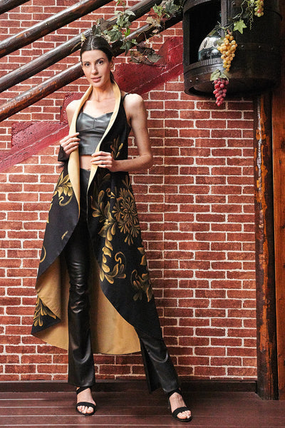 LONG HAND-PAINTED BACKLESS CAPE - FLOR TALAVERA