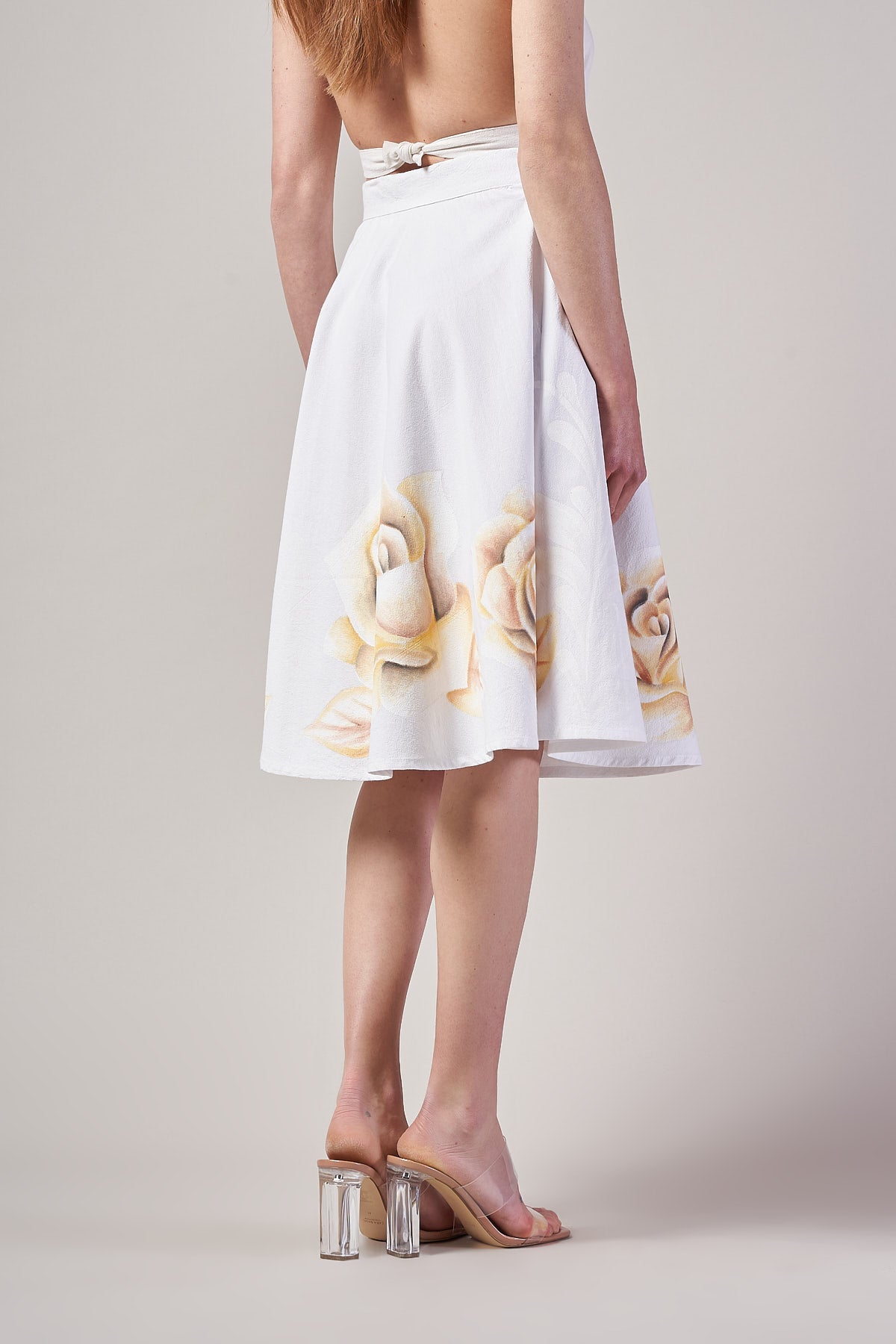 HAND PAINTED WHEEL MIDI SKIRT - SEPIA ROSAS