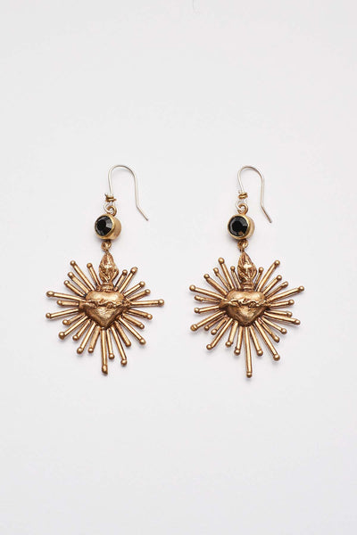 SAGRADO CORAZÓN EARRINGS AND BLACK CRYSTAL