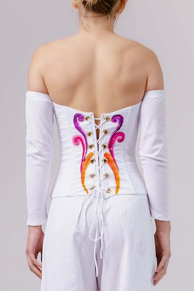 PAINTED AND HAND EMBROIDERED CORSET TOP - ROSAS