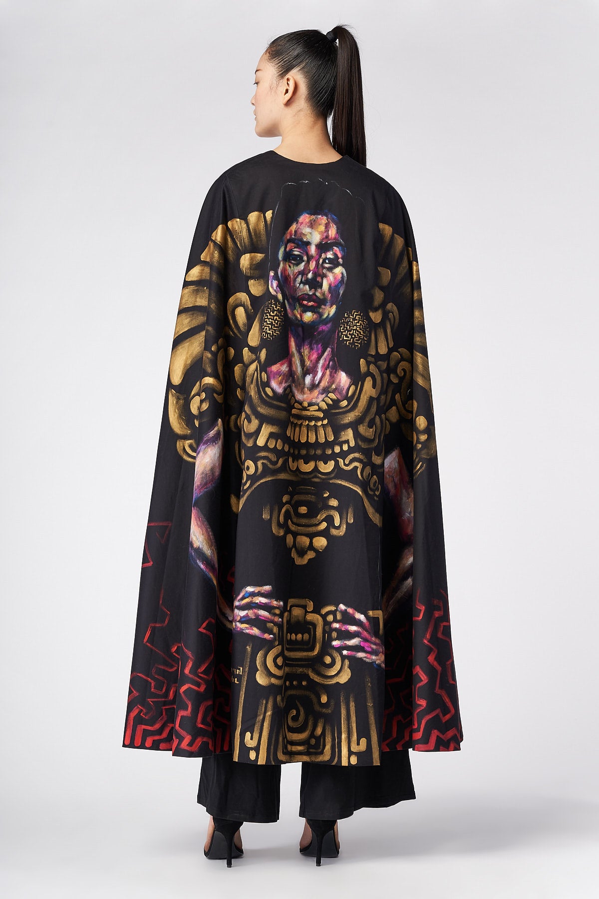 LONG HAND-PAINTED CAPE 