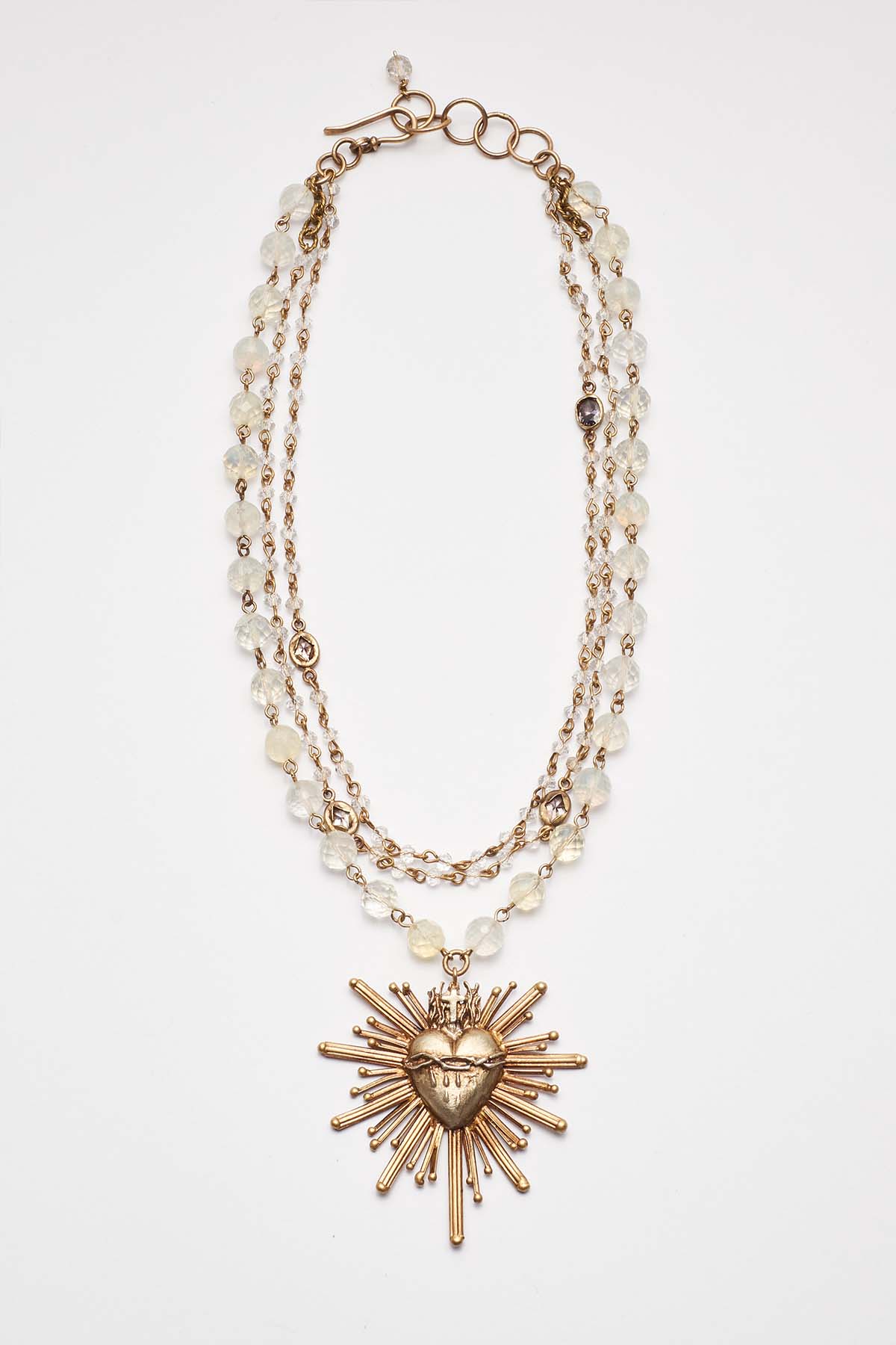 CORAZON SAGRADO NECKLACE WITH CRYSTALS, BEADS AND BRONZE