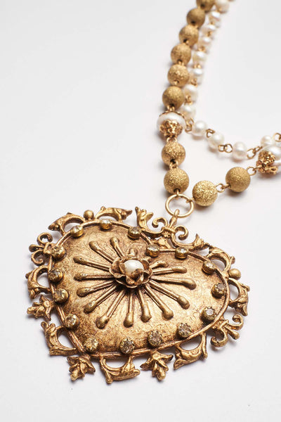 CORAZON SAGRADO NECKLACE BEADS AND CULTIVATED PEARLS