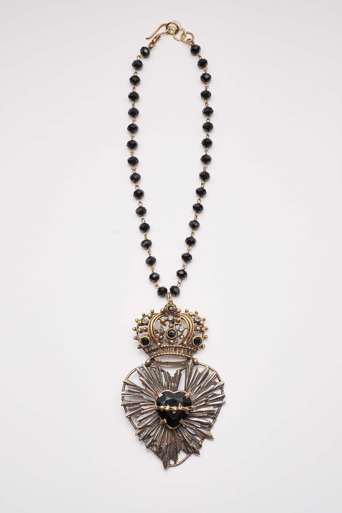COLLANA SAGRADO CORAZON CORONA CON CRISTALLO SFACCETTATO A MANO