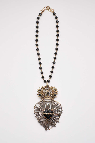 COLLANA SAGRADO CORAZON CORONA CON CRISTALLO SFACCETTATO A MANO