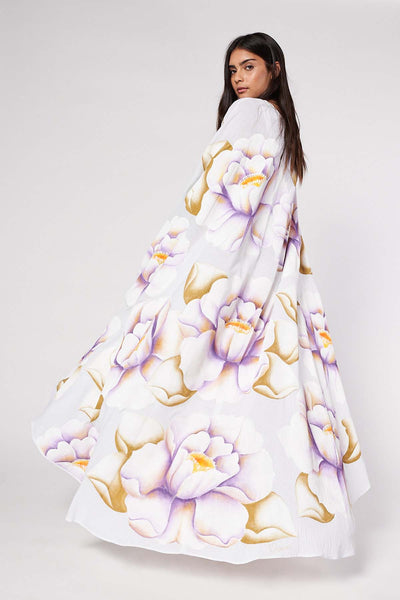 HAND-PAINTED AND HAND-EMBROIDERED LONG CAPE
