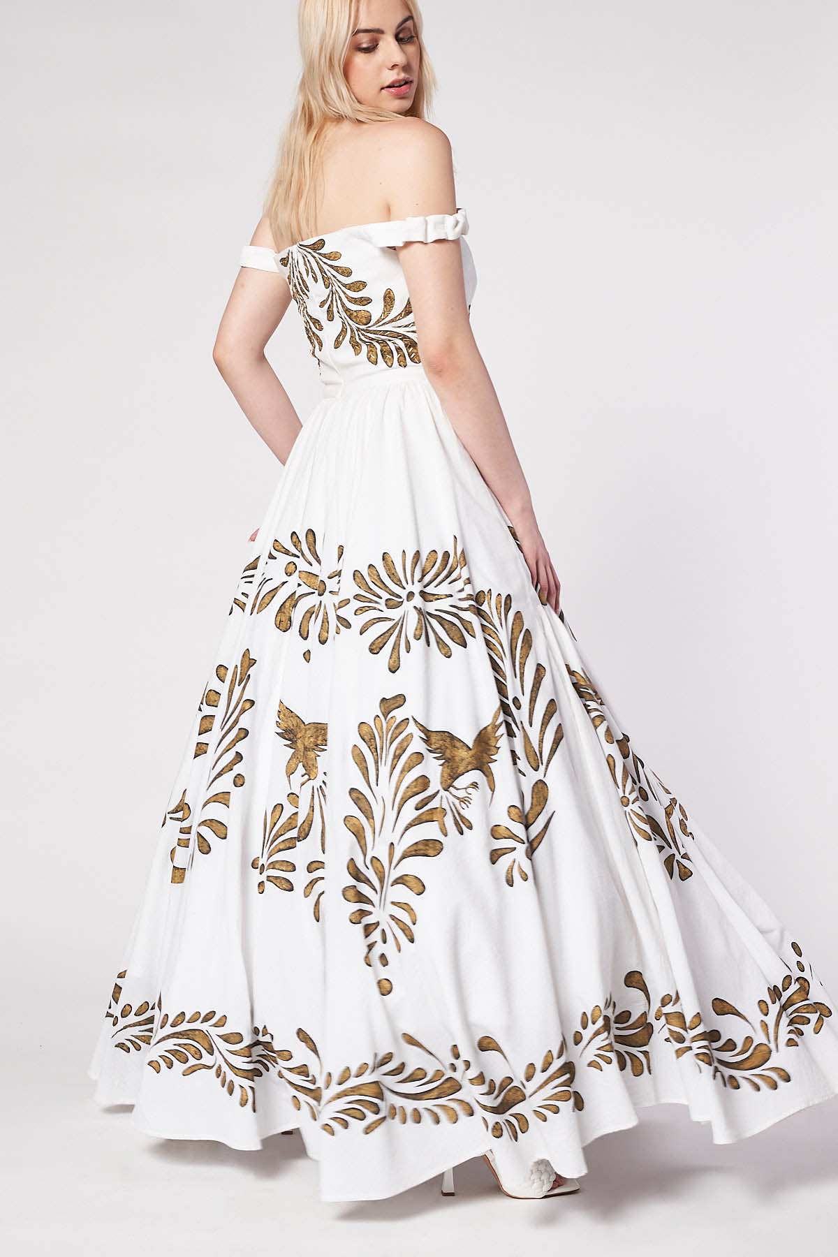 HAND-PAINTED AND HAND-EMBROIDERED LONG DRESS