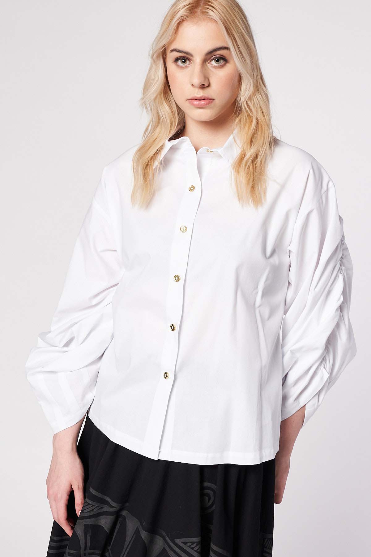 WHITE SHIRT WITH PUFF SLEEVES- SINDASHI BASICS